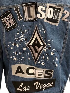 Fisll A'ja Wilson Las Vegas Aces WNBA Denim Jacket Large